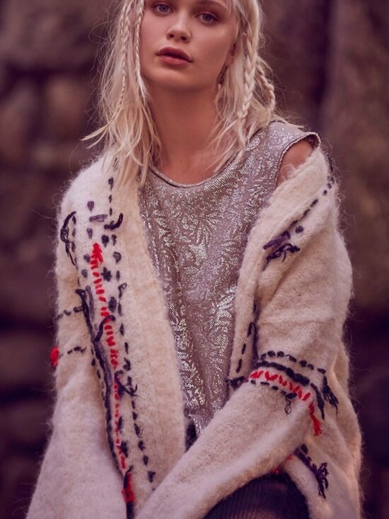 Free People Sweaters - NWT Free People Geneva Cardigan Creme Llama Blend Boho Duster Western Lg $298